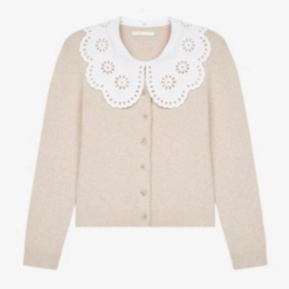 GB coquette cottagecore eyelet collared cardigan